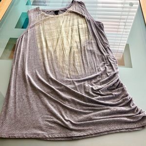 Sleeveless top, grey fabric w/ gold foil accent